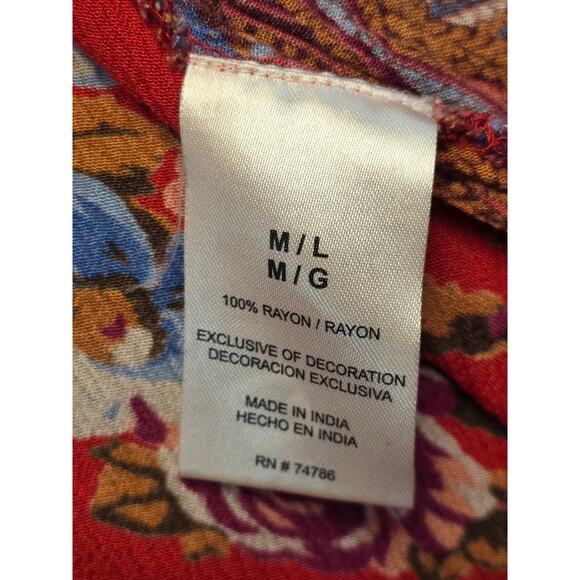 Bila Womens M/L Open Front Cardigan Boho Kimono Relaxed Fit Asymmetrical Artsy - Picture 7 of 9